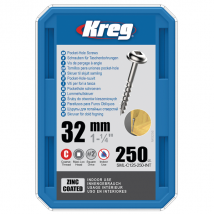 Vis à trou de poche Kreg en acier zingué - 32 mm - boîte de 250