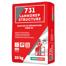 Mortier de réparation des bétons - fibré à retrait compensé - 731 Lankorep Structure - Sac de 25 KG