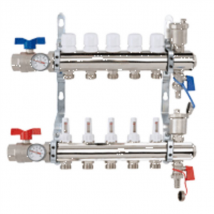 Collecteur STC Ø 1"- 9 circuits Ensemble complet-Laiton Chromé