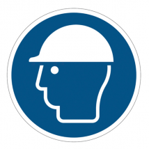 Panneau rigide casque de protection obligatoire D 280mm PVC blanc bleu
