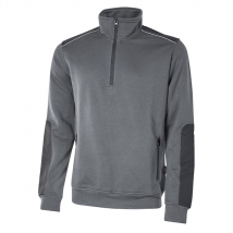 Sweat-shirt de travail à col montant semi-zippé et poches - Cushy - gris météorite - Taille S