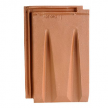 Tuile en terre cuite à emboîtement grand moule faiblement galbée à relief - Rhôna 10 Edilians - Rouge