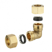Coude égal à 90° mâle joint mixte - tube en cuivre - D14 mm - À visser