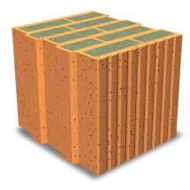 Brique de base auto-isolante remplie de laine de roche - Climamur 42 - L.248 MM x l.425 MM x H.