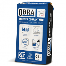 Mortier sec M10 pour travaux courants de maçonnerie - Obra - prêt à gâcher - sac de 25 kg