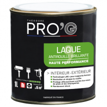 Laque antirouille Théodore ProG Fer intérieur extérieur Noir brillant 1L