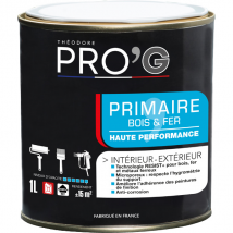 Sous-couche anti-corrosion intérieur/extérieur - Bois et métaux - Primaire Théodore Pro'G - Pot 1L