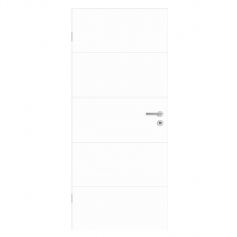 Porte d'intérieur avec rainures horizontales - Mala 10 - Main droite - 203.6 CM x 83 CM - Blanc laqué