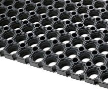 Tapis caillebotis en caoutchouc noir 80 x 120 cm épaisseur 17 mm IDS M10