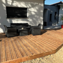 Lame de terrasse en Pin traité classe 4 marron -