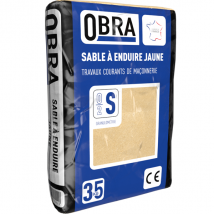 Sable à enduire pour travaux de maçonnerie Obra 0/2 mm mixte Jaune sac de 35 kg