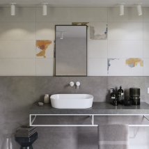 Faïence salle de bain effet béton ciré Blanc gris Betonico - 30x60cm