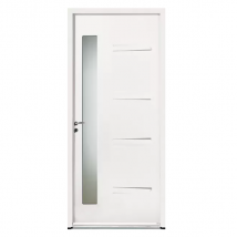 Porte d'entrée acier Zilten Akita 20 Blanc avec vitrage feuilleté sablé - Poussant droit - 215 CM x 90 CM