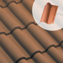 Tuile en terre cuite - Romane Sans - double emboîtement grand moule fortement galbée - Vieilli masse