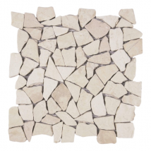 Plaque de mosaïque en marbre paladiane sur filet polyéthylène - 30,0 CM x 30,0 CM - ép. 9,00 MM - Blanc