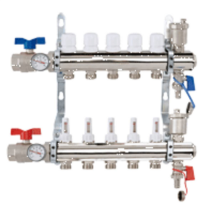 Collecteur STC Ø 1"- 4 circuits Ensemble complet-Laiton Chromé