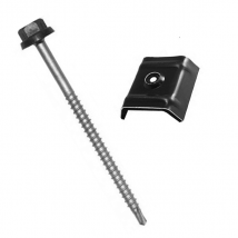 Fixations bacs acier sur charpente bois - Zacrovis + Cavalier - 6.5 x 100 mm - Brun rouge - RAL 8012 - boîte de 100 Etanco 603084054