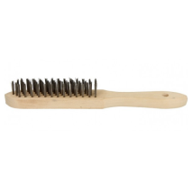 Brosse à main en fil d'acier surface métallique Manche en bois Theard