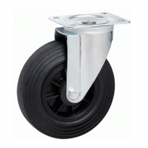 Roulette sur platine pivotante caoutchouc noir diamètre 160 mm 22266