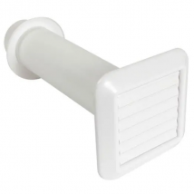 Traversée de mur avec grille à volet mobile blanche
