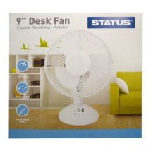 Status 9 Inch Oscillating Desk Fan White - 2 Speed