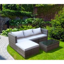 Avignon Garden Sofa Set by Croft - 3 Seats Flat Weave Rattan White
