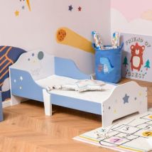 Homcom Kids Star & Balloon Single Bed Frame w/ Safe Guardrails Slats Bedroom Furniture Dreams