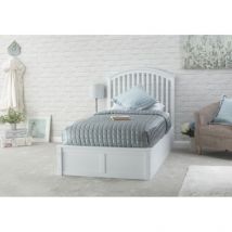 Madrid Single Ottoman Bed Wood & Fabric White 3 x 7ft