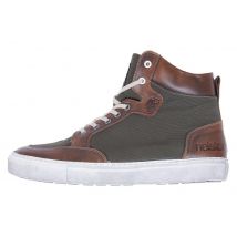 Helstons - Baskets femme Maya toile Armalith cuir kaki marron vieilli - 40