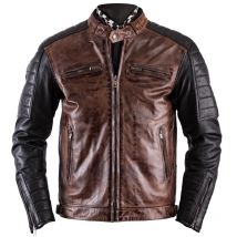 Helstons - Blouson Cruiser cuir rag camel noir - S