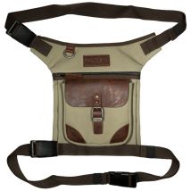 Helstons - Sacoche de jambe Iton toile cuir kaki marron