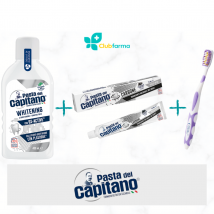Pasta del capitano collutorio 400 ml + dentifricio + spazzolino whitening