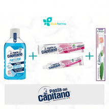 Pasta del capitano collutorio protezione 400 ml + dentifricio baking soda + spazzolino complete