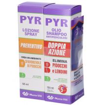 Pyr kit olio shampoo, spray preventivo e pettine