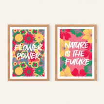 Coffret peinture au numéro Flower power jaune par Salut Irène, 2 illustrations au format A4 - Colibri Peinture