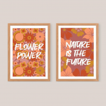 Coffret peinture au numéro Flower Power Brun par Salut Irène, 2 illustrations au format A4 - Colibri Peinture