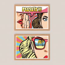 Coffret peinture au numéro Psssstt ! par Salut Irène, 2 illustrations au format A4 - Colibri Peinture