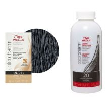 Wella Color Charm 1N Black Permanent Hair Dye - 1N+Dev(Vol.20)3.6oz