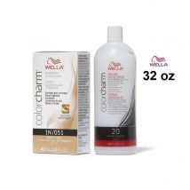 Wella Color Charm 1N Black Permanent Hair Dye - 1N+Dev(Vol.20)32oz