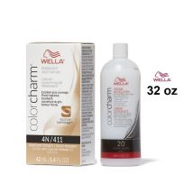 Wella Color Charm 4N Medium Brown Permanent Liquid Hair Colour - 4N+Dev(Vol.20)32oz