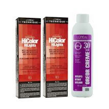 L'Oreal Excellence HiColor Red HiLights For Dark Hair Only - Red, 2 Hair Colours, 9%/30 Volume Developer (8oz)