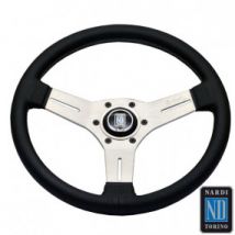 Volant En Cuir Perforé Competition Line Avec Branches En Alu Blanc Anodisé (Nardi)