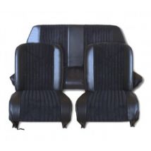 Coiffes De Sièges Avant Et Arrière Pour Fiat 500 F-L-R Cabriolet (tissu Côtelé Noir Et Simili Noir)