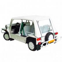 Capote Avec Portes Pour Mini Moke Portugaise Cabriolet En Vinyle Blanc Avec Finitions Vertes