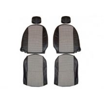 Garnitures De Sièges Avant Simili Cuir Noir Et Tissu Pied De Poule Pour "Triumph Spitfire MK4 Et 1500" Avec Appui Tête