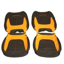 Garnitures De Sièges Avant Et Banquette Arrière Renault Captur Intens En Cuir Et Éco/fibre Noir/orange