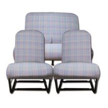 Garnitures De Sièges Symétriques Avant Et Banquette Arrière En Tissus Écossais Gris Pour Citroën 2cv