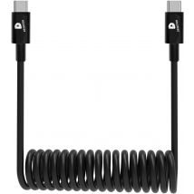 DEQSTER Spiral Ladekabel Lightning auf USB-C Schwarz USB-C auf USB-C 0,8m