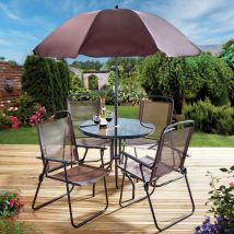 Garden Table and Chairs Mocha - 6 Piece Set Dia Dia 80 x H70cm