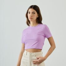Top Crop Slim  Lilas/blanc